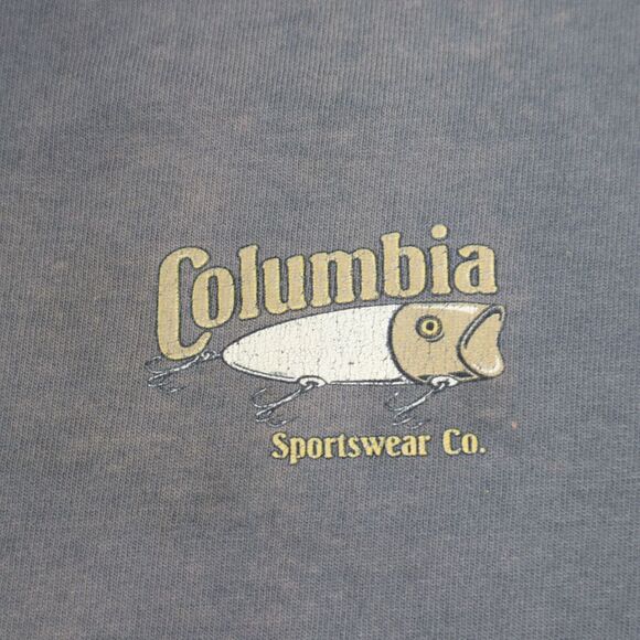 Thrashed Sun Faded Columbia Bass Fishing T-Shirt Paint Bleach Distress 2XL - Picture 5 of 8